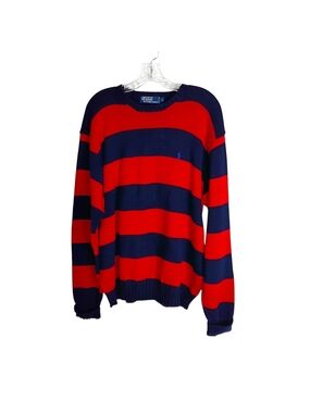 Polo by Ralph Lauren Navy & Red Striped Crewneck Sweater L